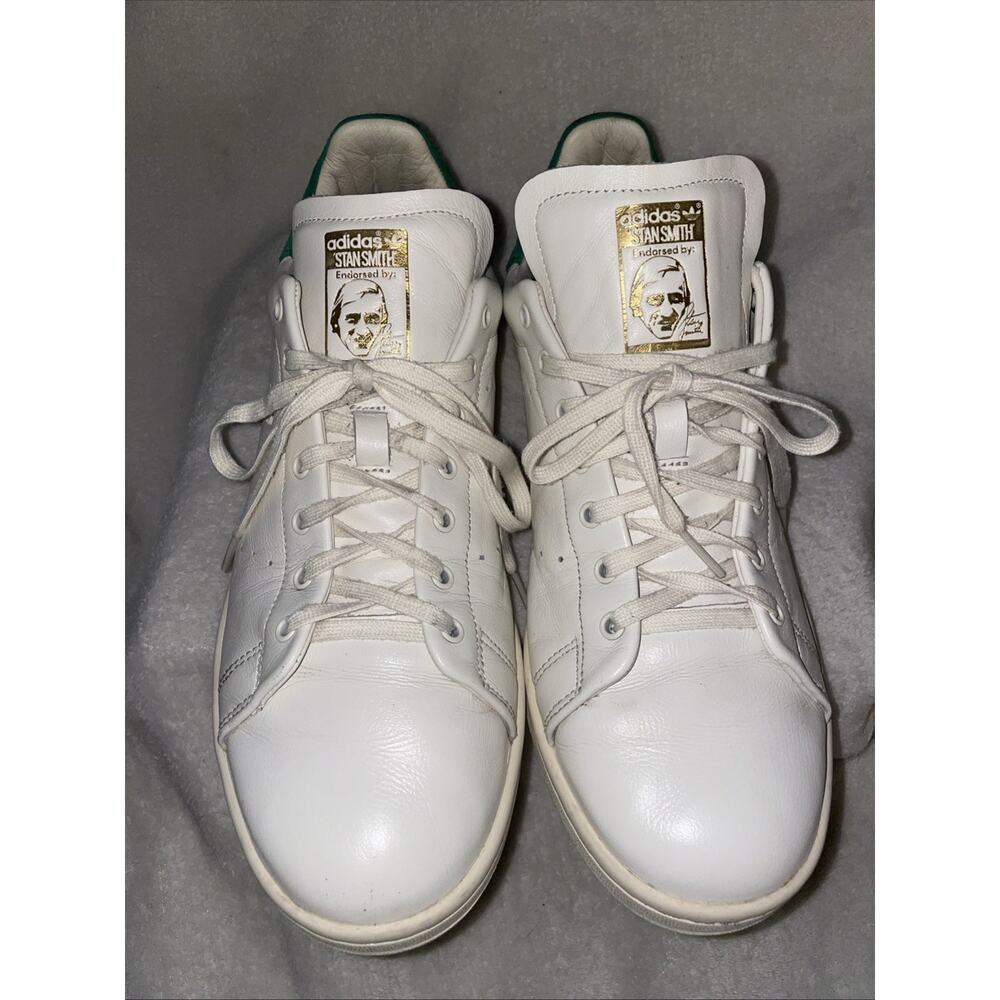 adidas Stan Smith Lux Lace Up Mens White Sneakers Green And Gold Size 12